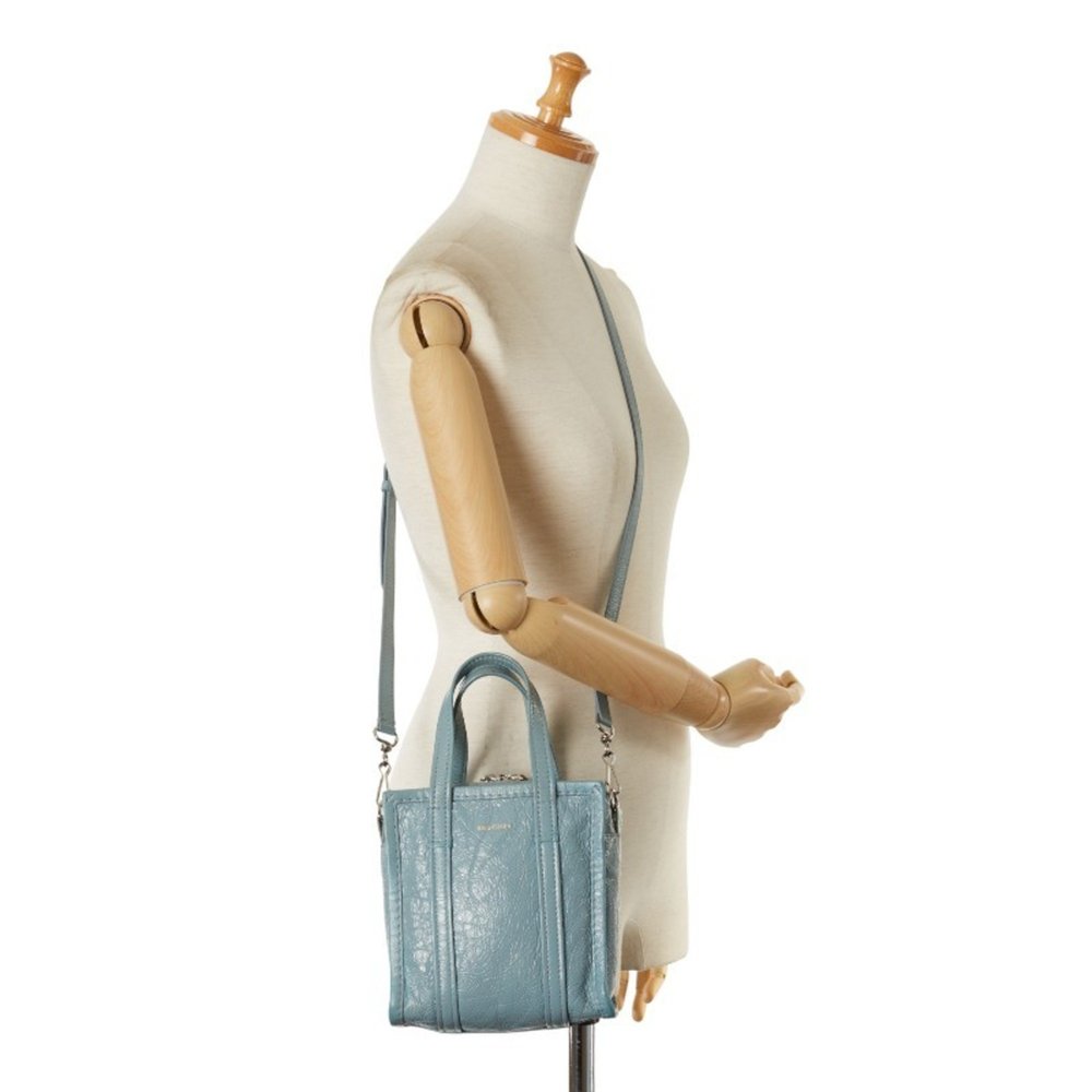 Balenciaga Bazaar Shopper XXS Handbag Shoulder Bag 513988 Baby Blue Leather W... - Picture 10 of 10